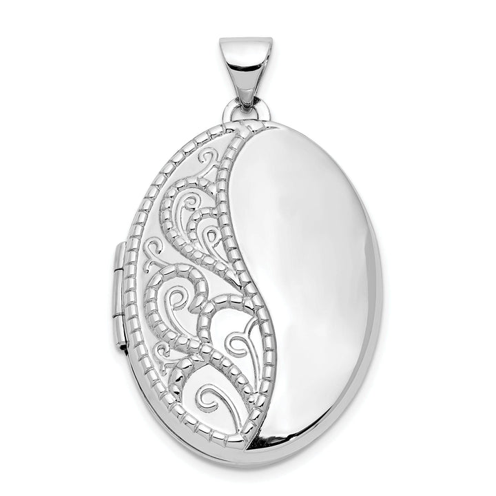 Lovely Rita's Pendants & Charms 14k White Gold Oval 1/2 Hand Engraved Locket