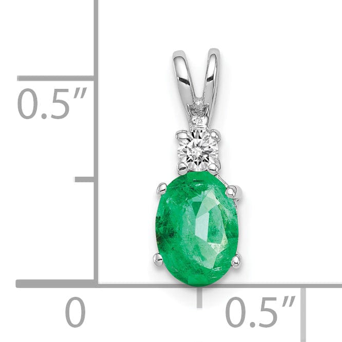 Lovely Rita's Pendants & Charms 14k White Gold Oval Emerald Diamond Pendant