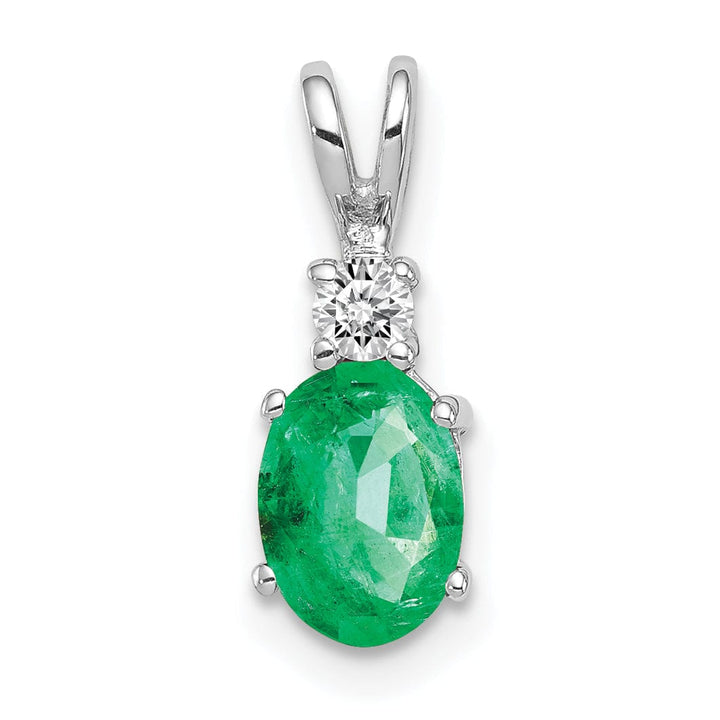 Lovely Rita's Pendants & Charms 14k White Gold Oval Emerald Diamond Pendant