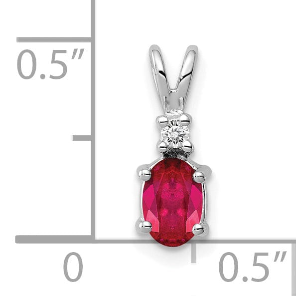 Lovely Rita's Pendants & Charms 14k White Gold Oval Ruby Diamond Pendant