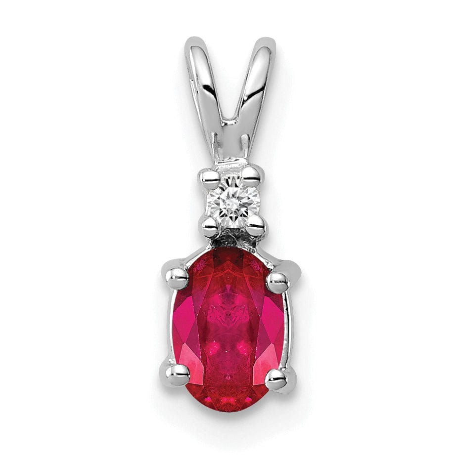 Lovely Rita's Pendants & Charms 14k White Gold Oval Ruby Diamond Pendant
