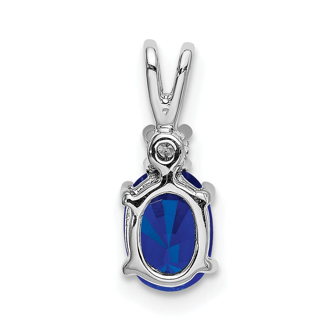Lovely Rita's Pendants & Charms 14k White Gold Oval Sapphire Diamond Pendant