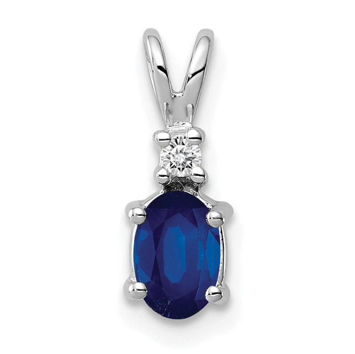 Lovely Rita's Pendants & Charms 14k White Gold Oval Sapphire Diamond Pendant