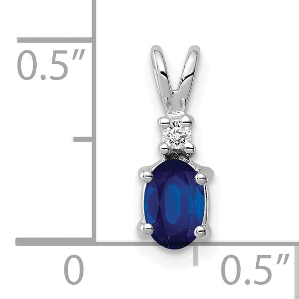 Lovely Rita's Pendants & Charms 14k White Gold Oval Sapphire Diamond Pendant