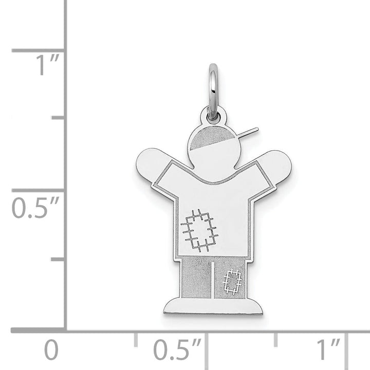 Lovely Rita's Pendants & Charms 14k White Gold Patchwork Boy Love Charm