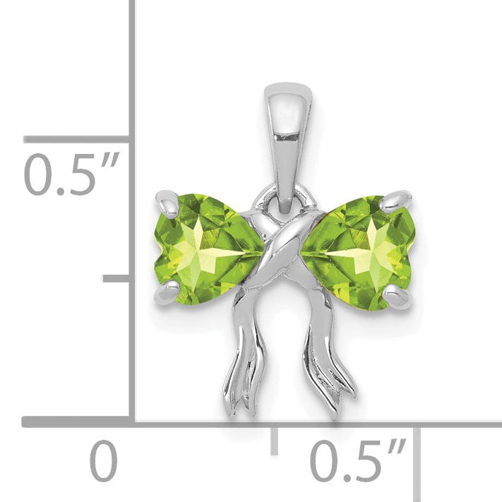 Lovely Rita's Pendants & Charms 14k White Gold Peridot Birthstone Bow Pendant