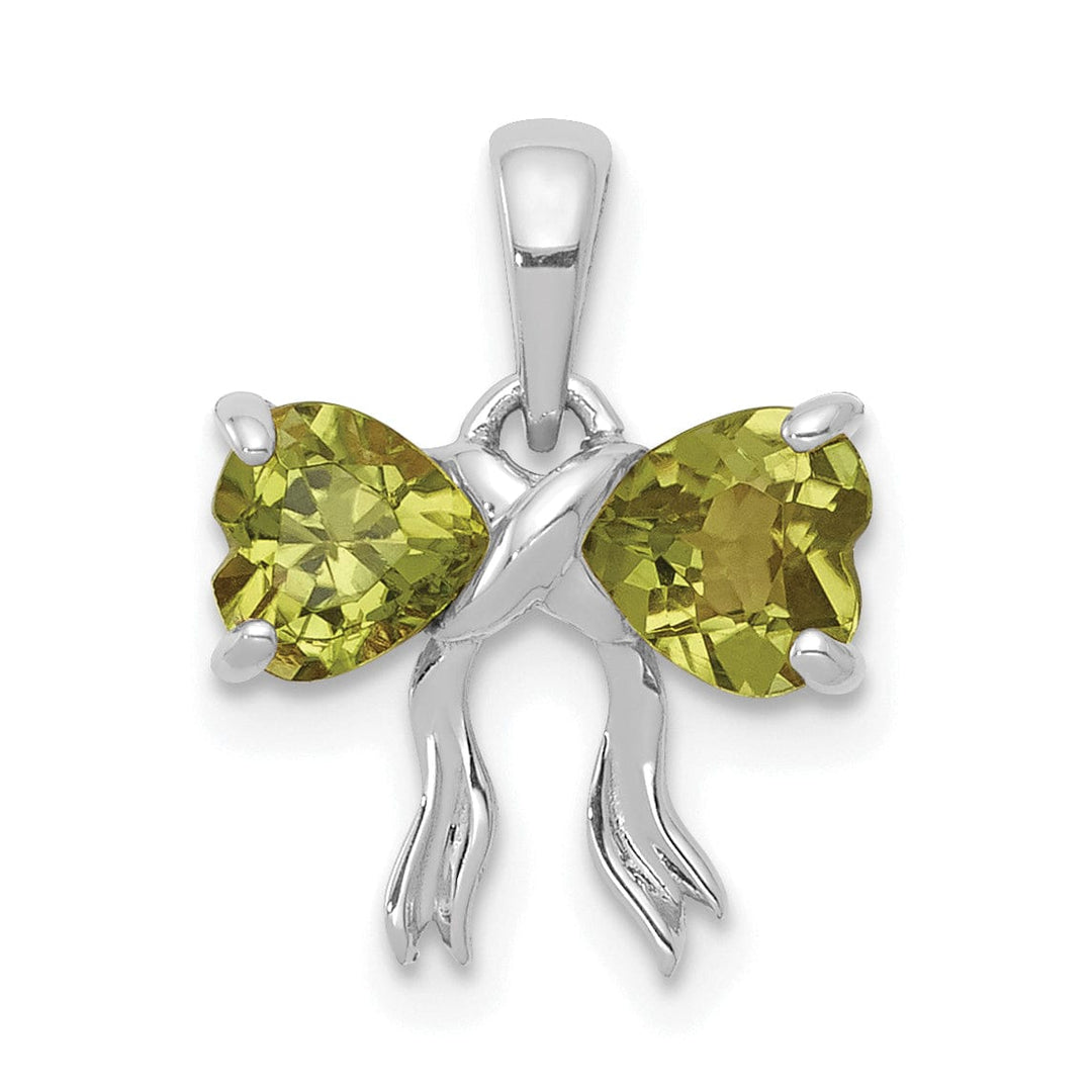 Lovely Rita's Pendants & Charms 14k White Gold Peridot Birthstone Bow Pendant