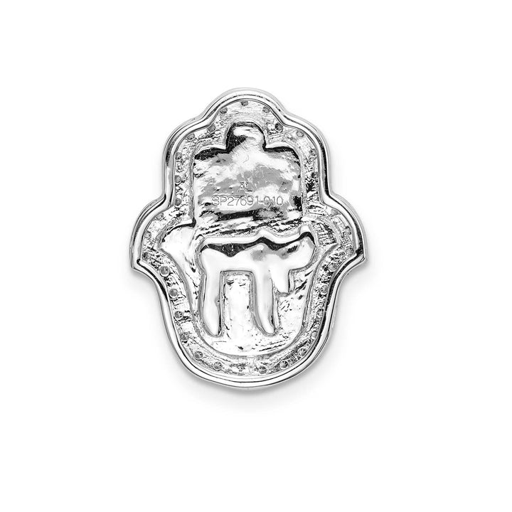 Lovely Rita's Pendants & Charms 14k White Gold Polish 1/10-CT Diamond Chai Hamsa Chain Slide Pendant