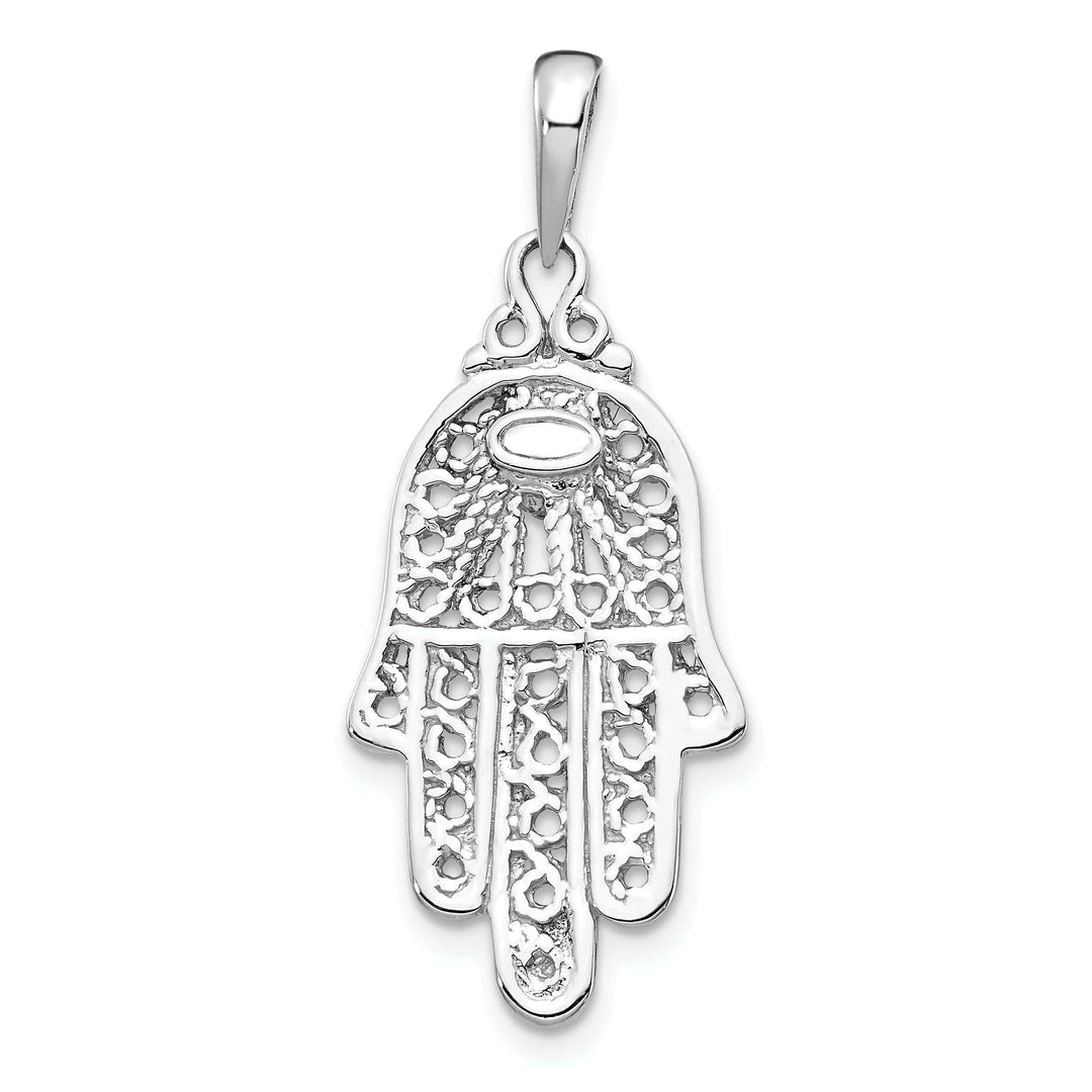 Lovely Rita's Pendants & Charms 14k White Gold Polish Finish Synthetic Turquoise Stone Chamseh Pendant