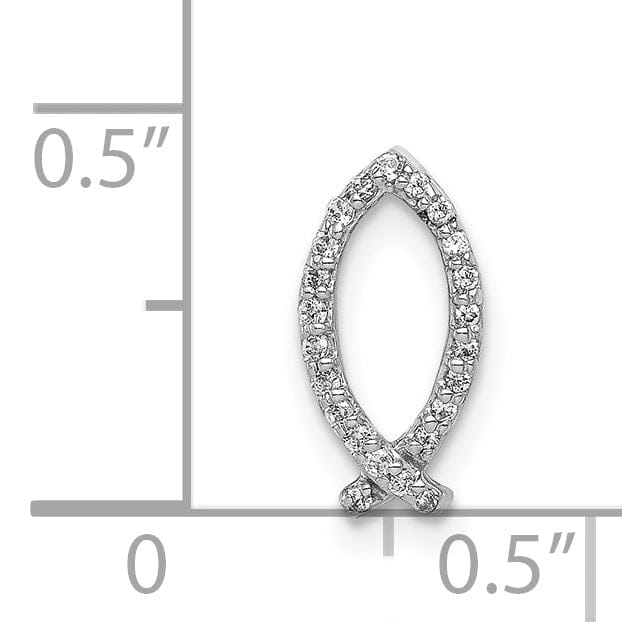 Lovely Rita's Pendants & Charms 14k White Gold Polished 1/15-ct.Diamond Ichthus Chain Slide Pendant