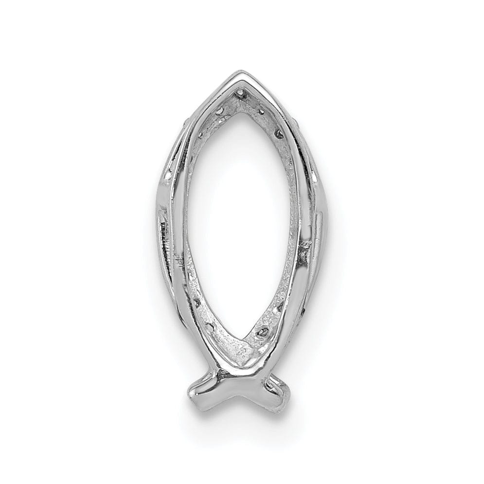 Lovely Rita's Pendants & Charms 14k White Gold Polished 1/15-ct.Diamond Ichthus Chain Slide Pendant