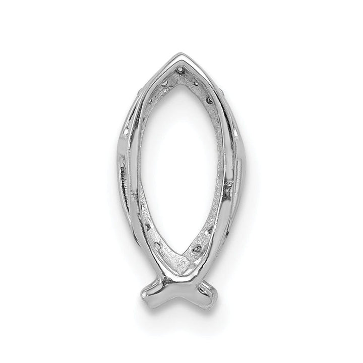Lovely Rita's Pendants & Charms 14k White Gold Polished 1/15-ct.Diamond Ichthus Chain Slide Pendant