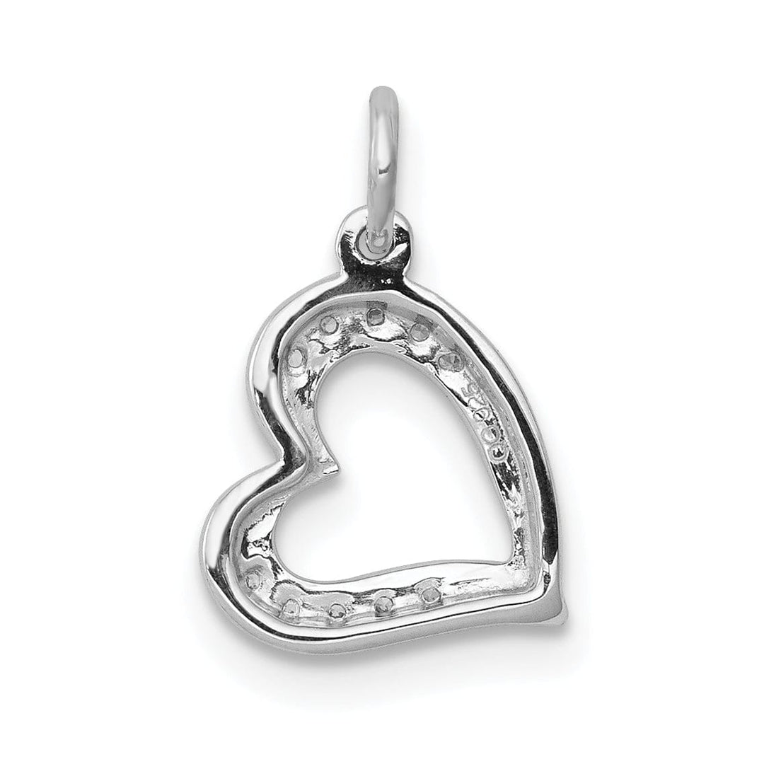 Lovely Rita's Pendants & Charms 14k White Gold Polished 1/20ct. Diamond Curved Heart Charm Pendant