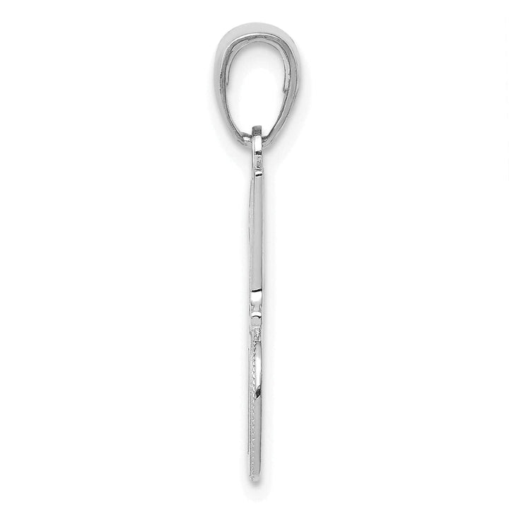 Lovely Rita's Pendants & Charms 14K White Gold Polished Beaded Textured Finish Script #1 DAD Charm Pendant