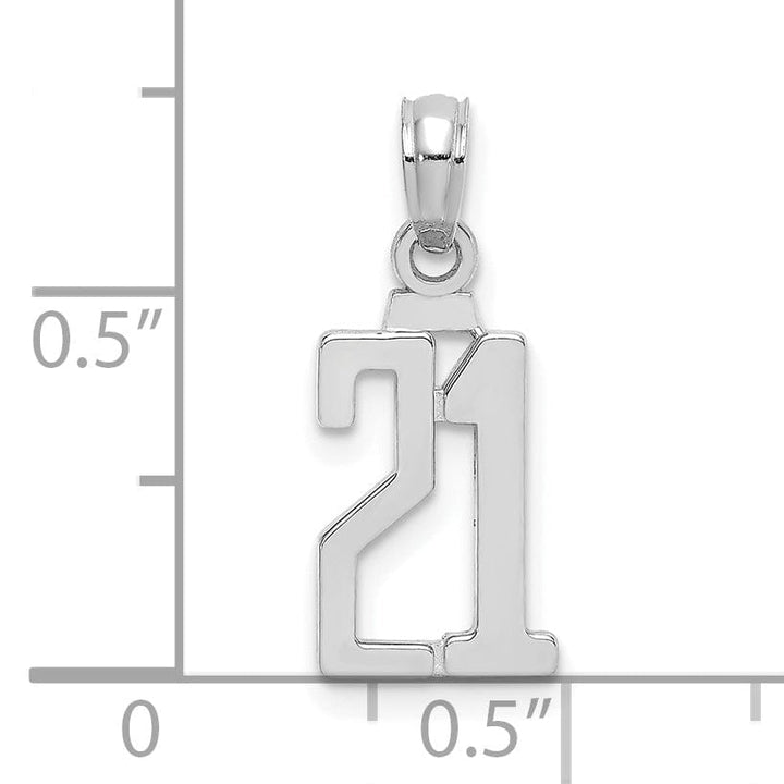 Lovely Rita's Pendants & Charms 14K White Gold Polished Block Script Design Number 21  Pendant