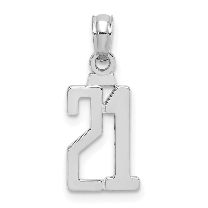 Lovely Rita's Pendants & Charms 14K White Gold Polished Block Script Design Number 21  Pendant