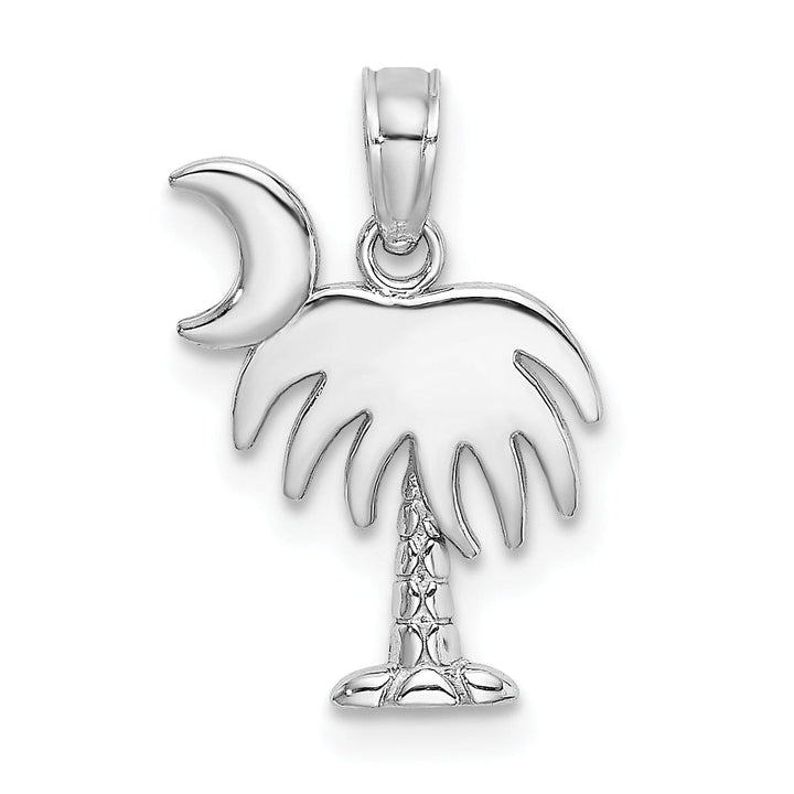 Lovely Rita's Pendants & Charms 14K White Gold Polished Charleston Palm Tree with Moon Design Pendant