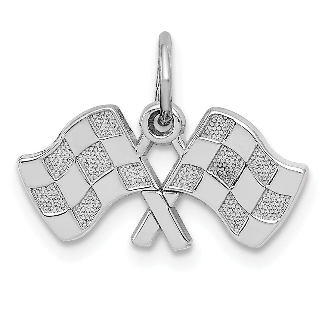 Lovely Rita's Pendants & Charms 14K White Gold Polished Checkered Flags Charm Pendant