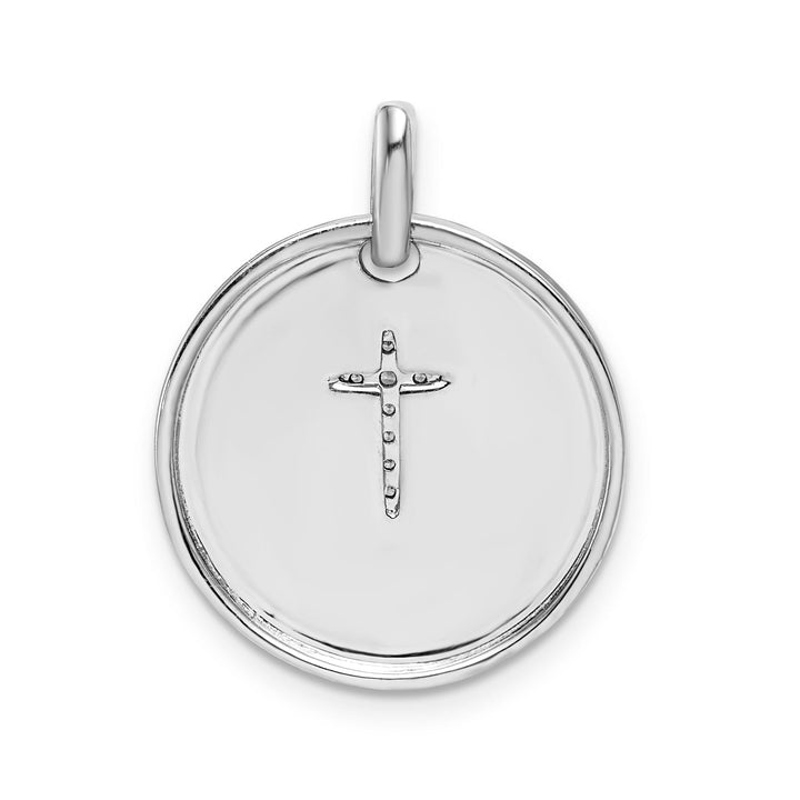 Lovely Rita's Pendants & Charms 14k White Gold Polished Concave Diamond 0.052-CT Cross Faith Pendant