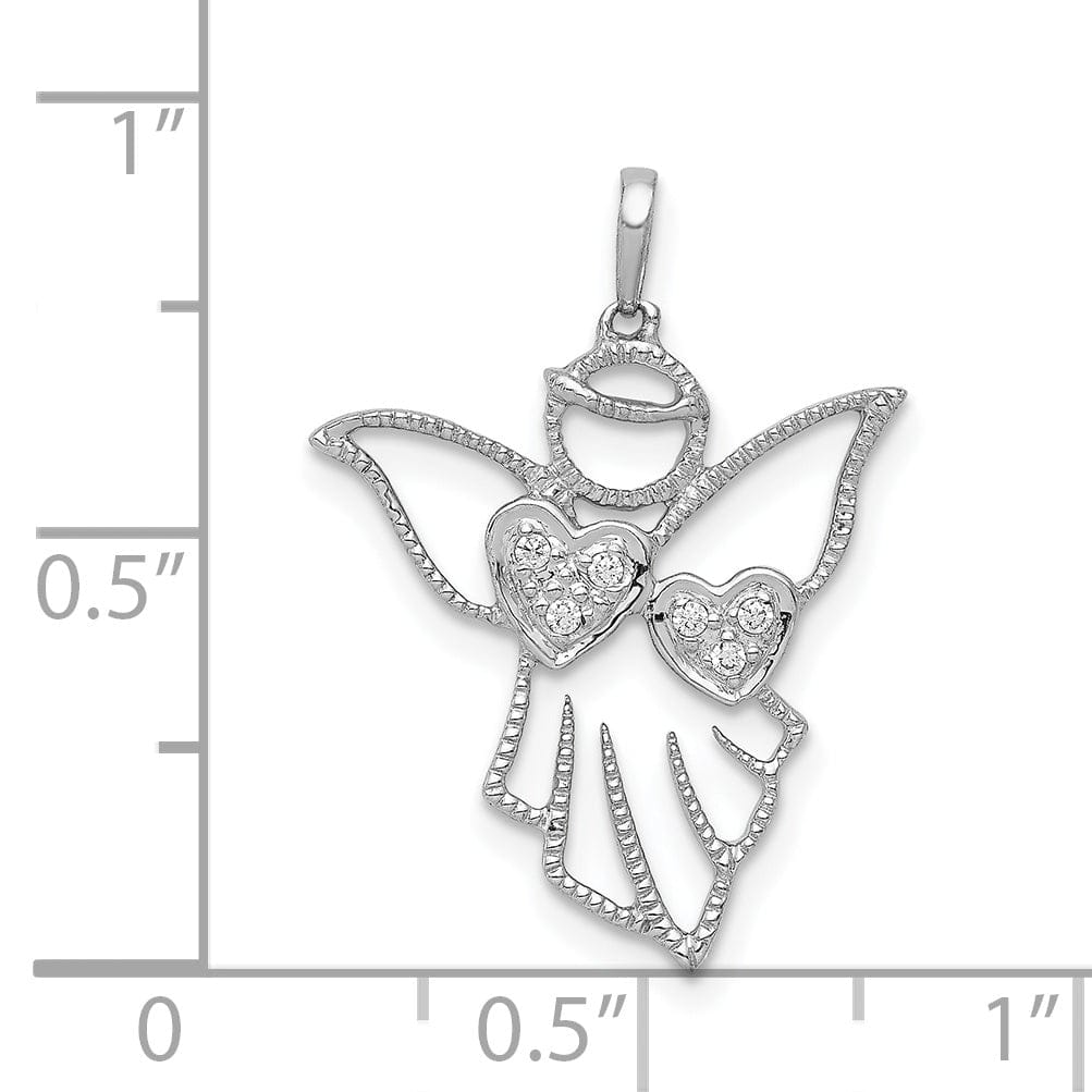Lovely Rita's Pendants & Charms 14k White Gold Polished Diamond 0.03CT Angel Holding Heart Pendant