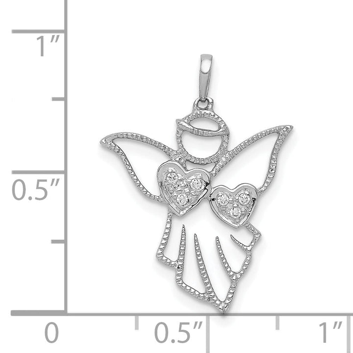 Lovely Rita's Pendants & Charms 14k White Gold Polished Diamond 0.03CT Angel Holding Heart Pendant