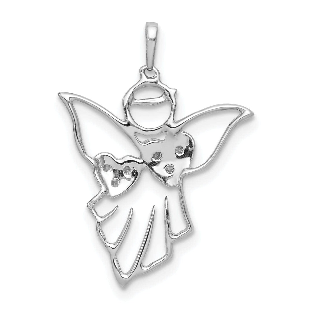 Lovely Rita's Pendants & Charms 14k White Gold Polished Diamond 0.03CT Angel Holding Heart Pendant