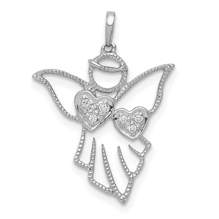 Lovely Rita's Pendants & Charms 14k White Gold Polished Diamond 0.03CT Angel Holding Heart Pendant
