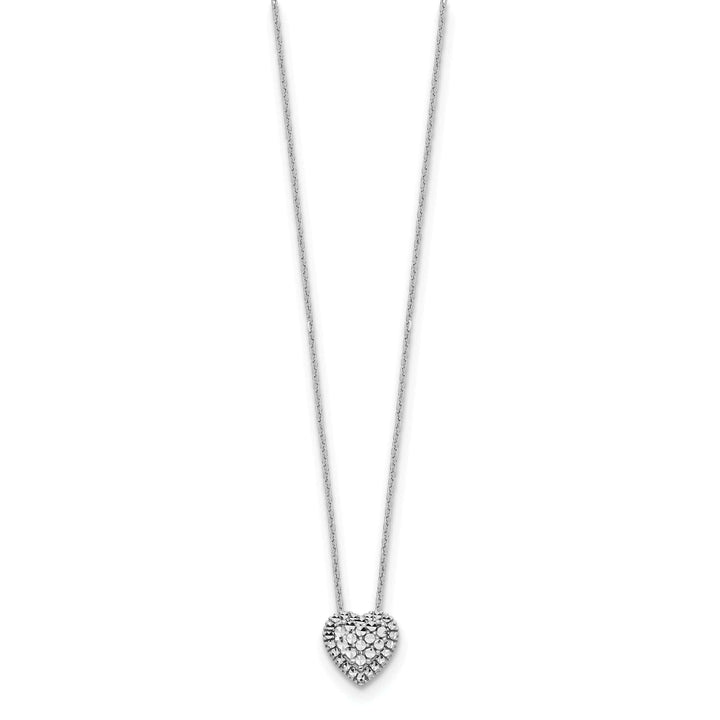 Lovely Rita's Pendants & Charms 14k White Gold Polished Diamond Cut Finish Fancy Design Heart Slide Pendant in a 18-inch Cable Chain Necklace Set