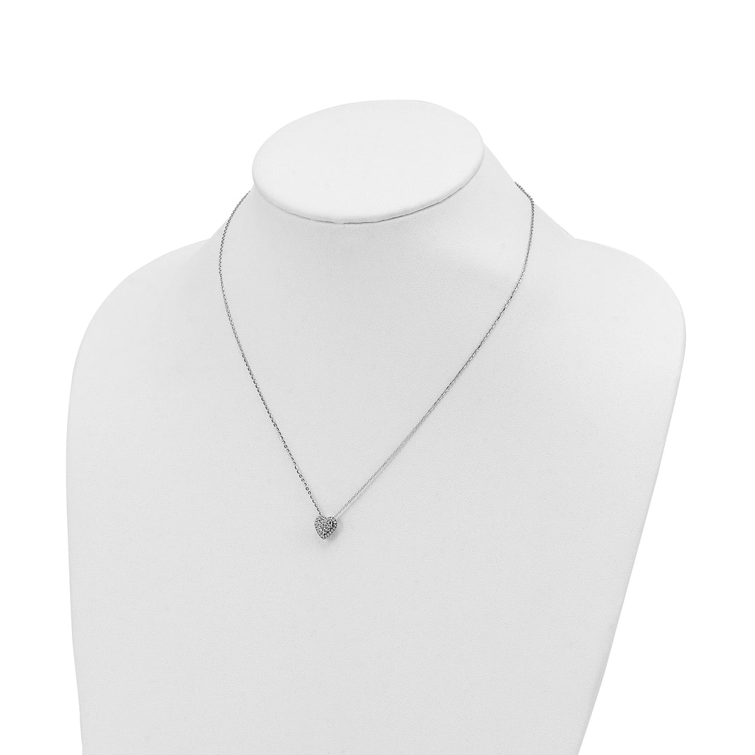 Lovely Rita's Pendants & Charms 14k White Gold Polished Diamond Cut Finish Fancy Design Heart Slide Pendant in a 18-inch Cable Chain Necklace Set