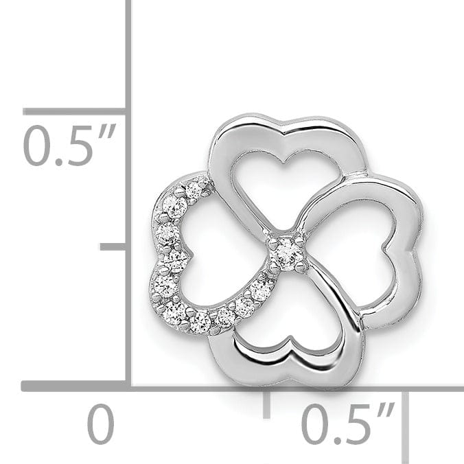 Lovely Rita's Pendants & Charms 14k White Gold Polished Diamond Four Leaf Clover Chain Slide Pendant