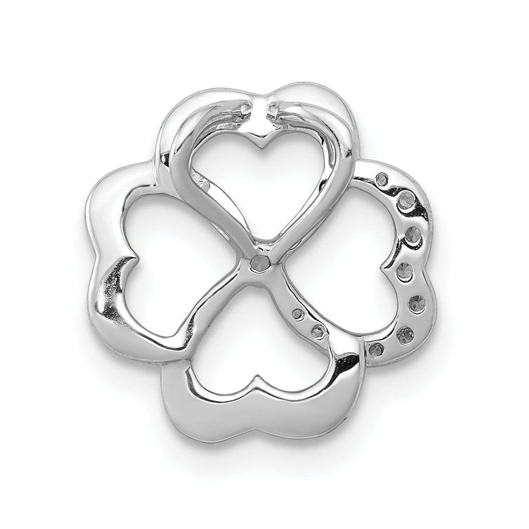 Lovely Rita's Pendants & Charms 14k White Gold Polished Diamond Four Leaf Clover Chain Slide Pendant