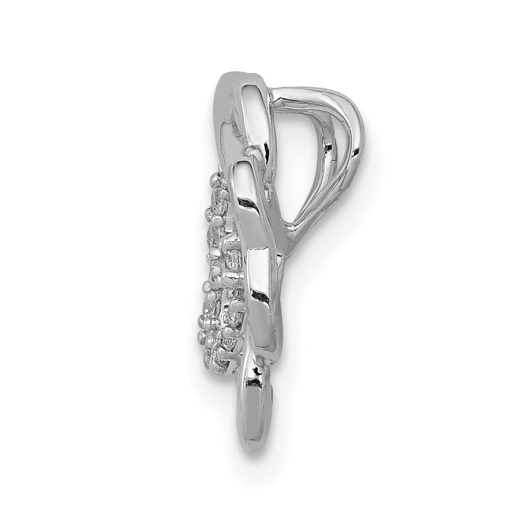 Lovely Rita's Pendants & Charms 14k White Gold Polished Diamond Four Leaf Clover Chain Slide Pendant