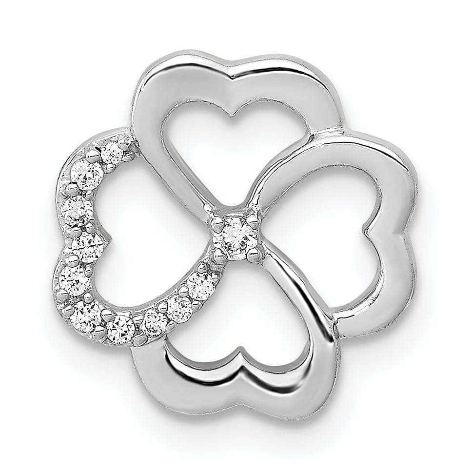 Lovely Rita's Pendants & Charms 14k White Gold Polished Diamond Four Leaf Clover Chain Slide Pendant