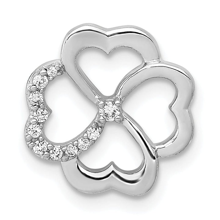 Lovely Rita's Pendants & Charms 14k White Gold Polished Diamond Four Leaf Clover Chain Slide Pendant