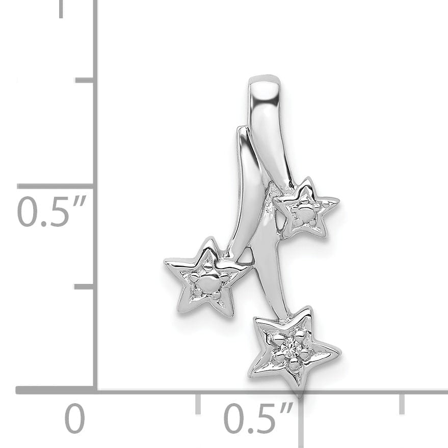 Lovely Rita's Pendants & Charms 14k White Gold Polished Diamond Shooting Stars Design Chain Slide Pendant