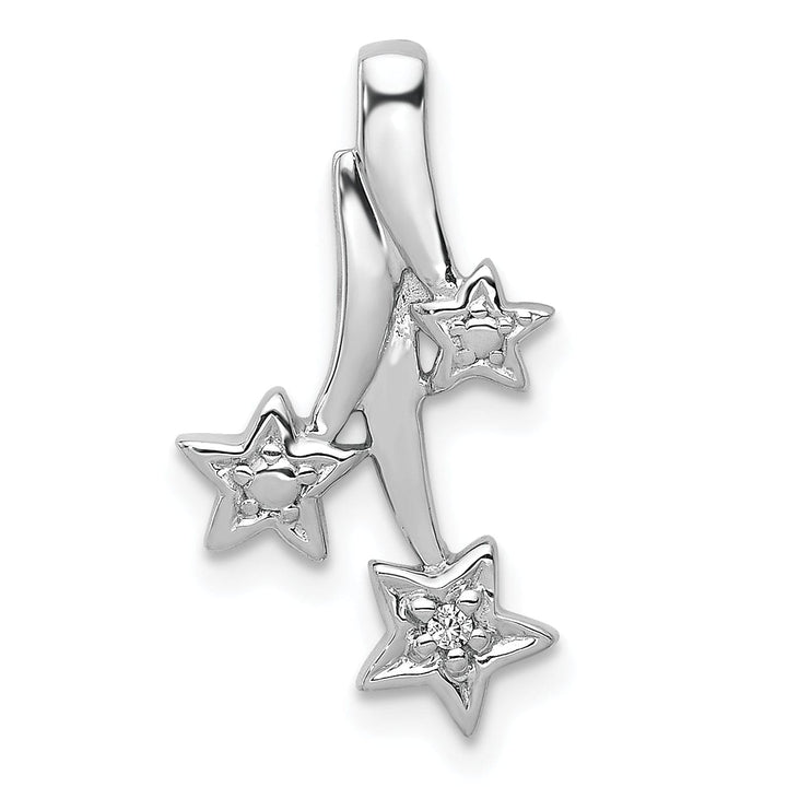 Lovely Rita's Pendants & Charms 14k White Gold Polished Diamond Shooting Stars Design Chain Slide Pendant