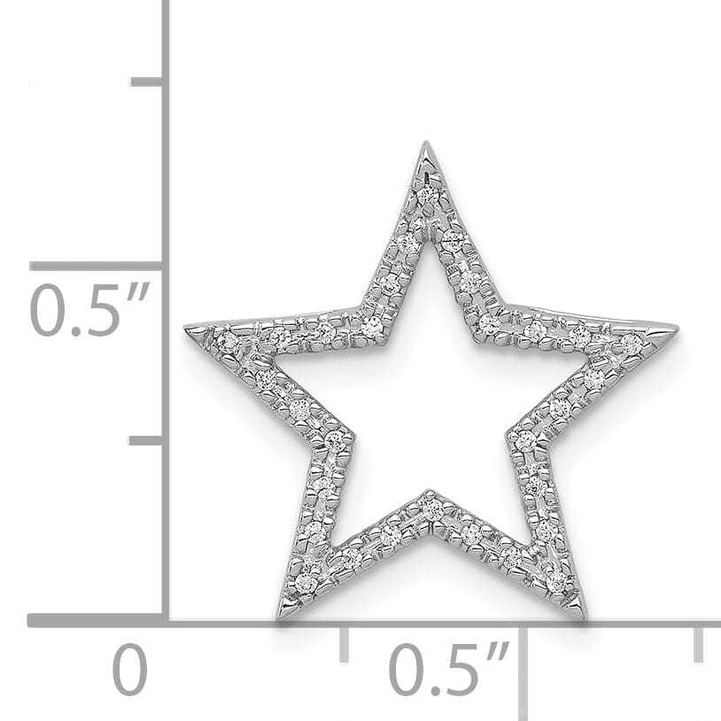 Lovely Rita's Pendants & Charms 14k White Gold Polished Finish 0.09CT Diamond Star Chain Slide Pendant