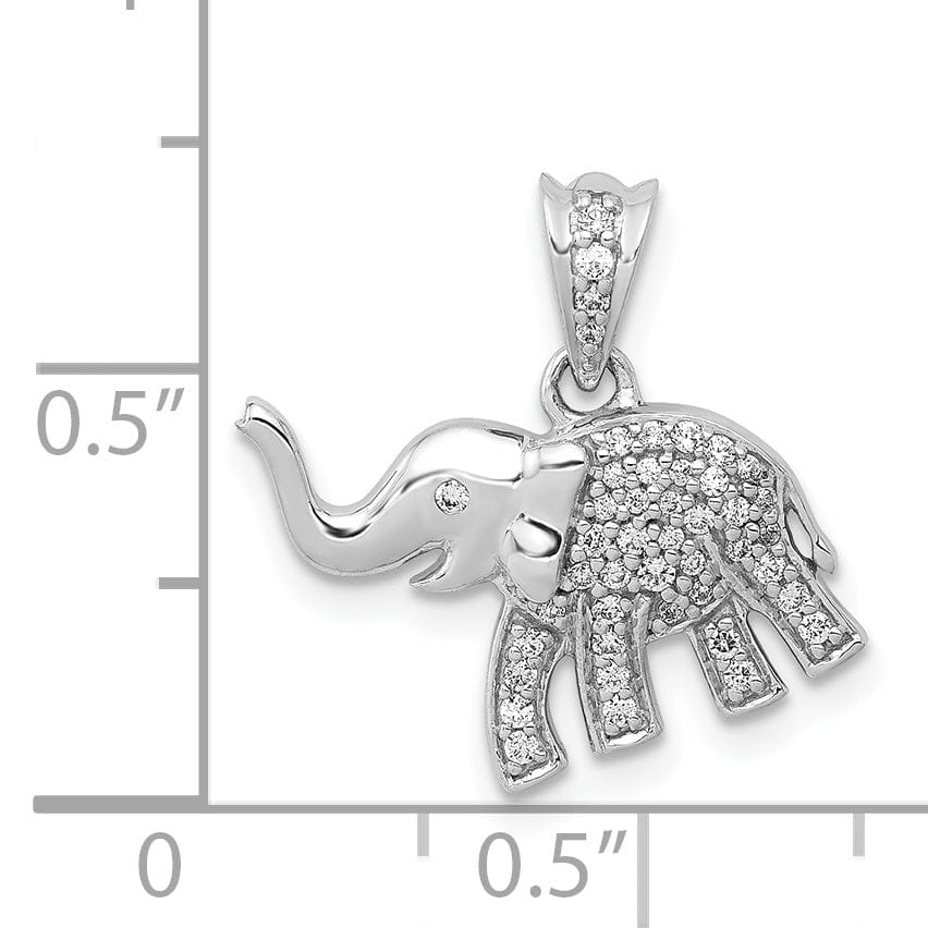 Lovely Rita's Pendants & Charms 14k White Gold Polished Finish 0.173CT Diamond Elephant Design Charm Pendant