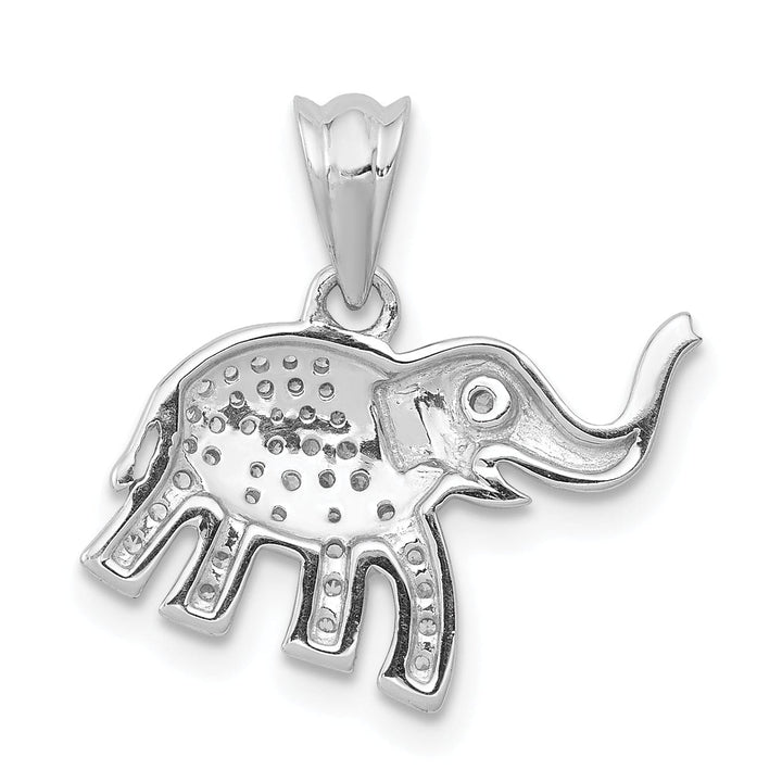 Lovely Rita's Pendants & Charms 14k White Gold Polished Finish 0.173CT Diamond Elephant Design Charm Pendant