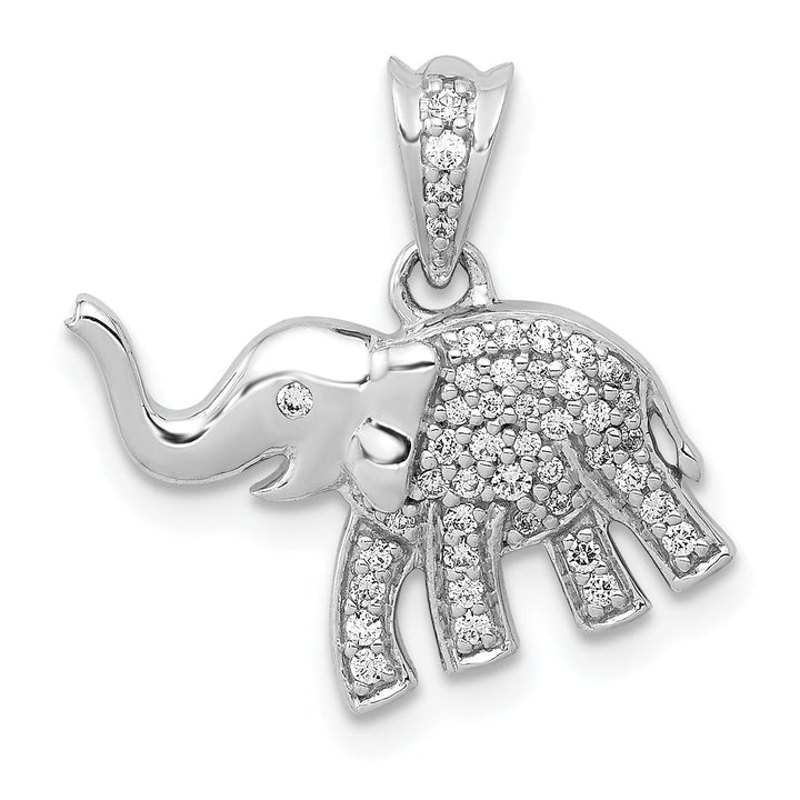Lovely Rita's Pendants & Charms 14k White Gold Polished Finish 0.173CT Diamond Elephant Design Charm Pendant