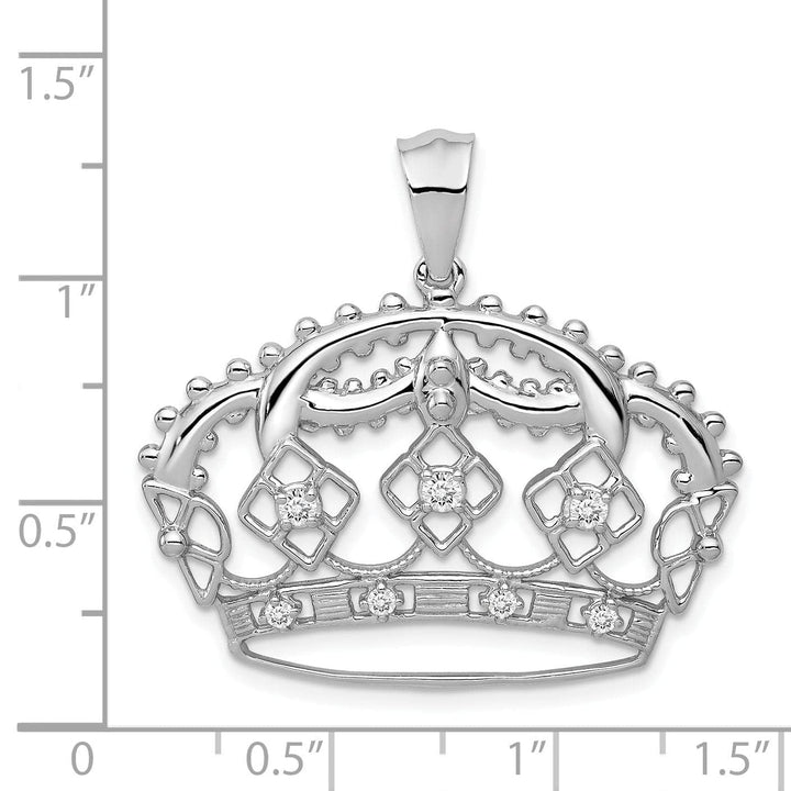 Lovely Rita's Pendants & Charms 14k White Gold Polished Finish 0.205CT Diamond Crown Design Charm Pendant