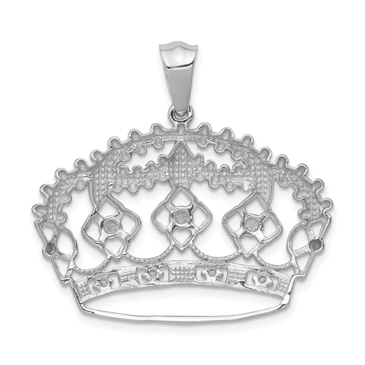 Lovely Rita's Pendants & Charms 14k White Gold Polished Finish 0.205CT Diamond Crown Design Charm Pendant