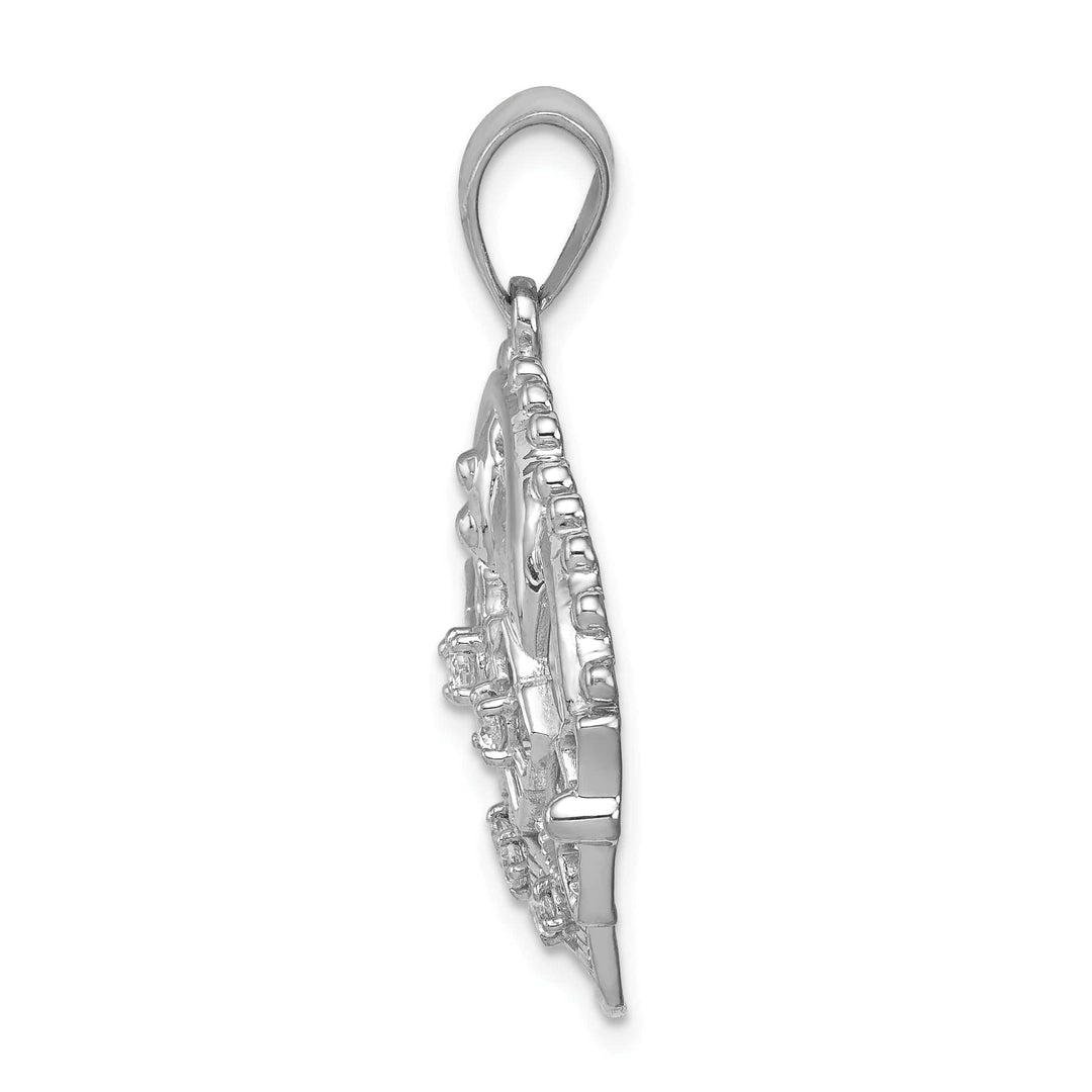 Lovely Rita's Pendants & Charms 14k White Gold Polished Finish 0.205CT Diamond Crown Design Charm Pendant