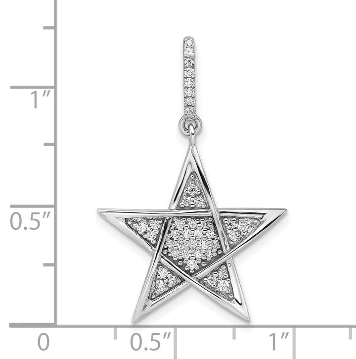 Lovely Rita's Pendants & Charms 14k White Gold Polished Finish 0.236CT Diamond Star Design Charm Pendant