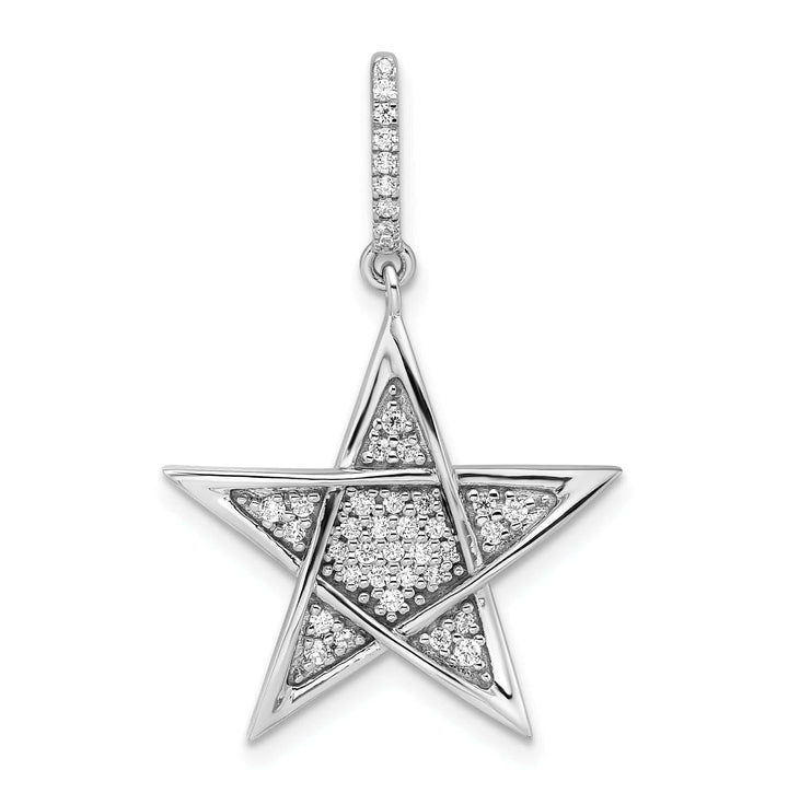 Lovely Rita's Pendants & Charms 14k White Gold Polished Finish 0.236CT Diamond Star Design Charm Pendant