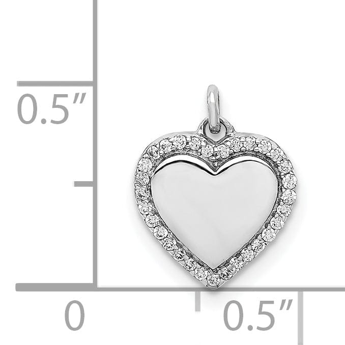 Lovely Rita's Pendants & Charms 14k White Gold Polished Finish 1/10-CT Diamond Concaved Shape Fancy Heart Design Charm Pendant