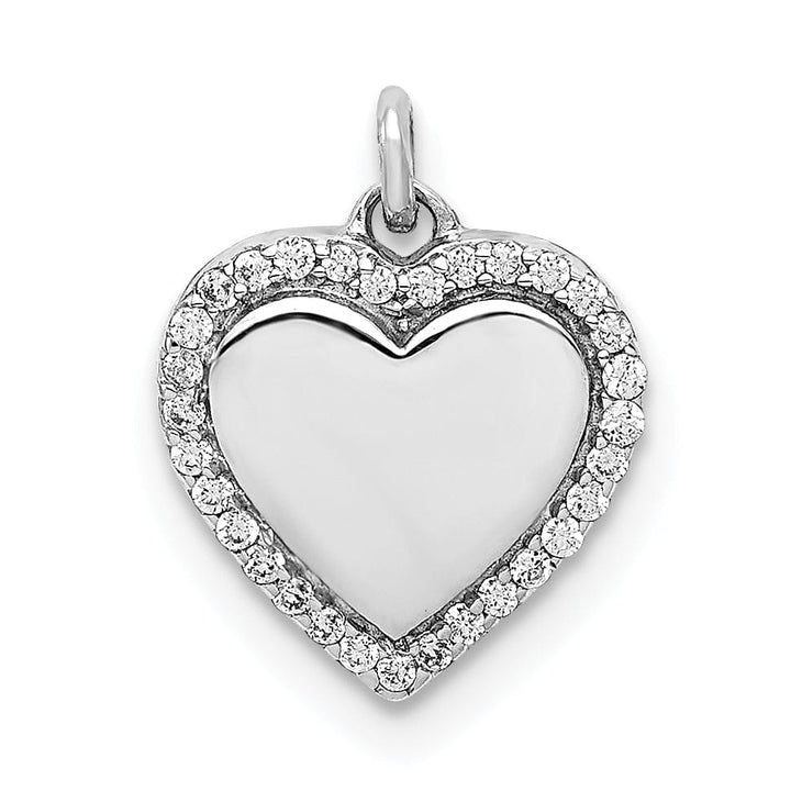 Lovely Rita's Pendants & Charms 14k White Gold Polished Finish 1/10-CT Diamond Concaved Shape Fancy Heart Design Charm Pendant