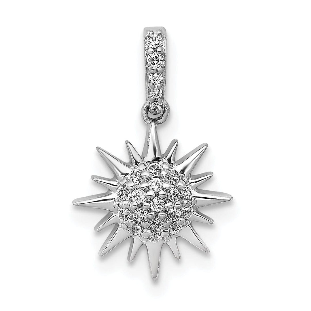 Lovely Rita's Pendants & Charms 14k White Gold Polished Finish 1/10ct. Diamond Fancy Sun Design Charm Pendant