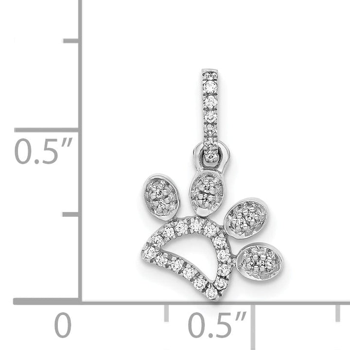 Lovely Rita's Pendants & Charms 14k White Gold Polished Finish 1/10ct. Diamond Paw Print Shape Charm Pendant