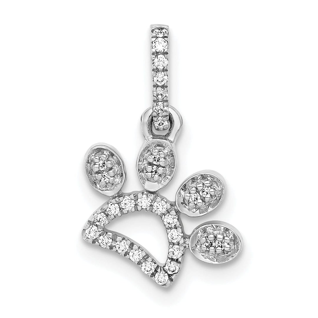 Lovely Rita's Pendants & Charms 14k White Gold Polished Finish 1/10ct. Diamond Paw Print Shape Charm Pendant
